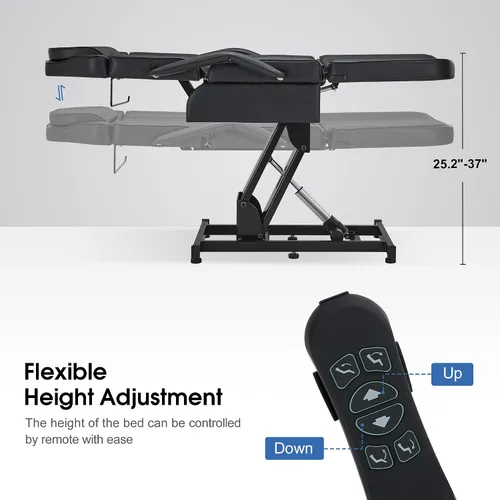Vista 4 de BarberPub Cama facial totalmente eléctrica con 3 motores para esteticista, silla de tatuaje eléctrica para cliente, cama facial para esteticista