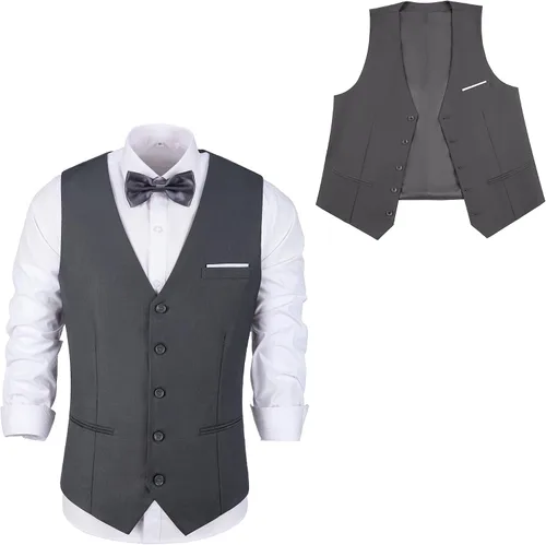 Vista 2 de Chaleco de traje para hombre, chaleco de esmoquin para boda, chaleco formal con cuello en V