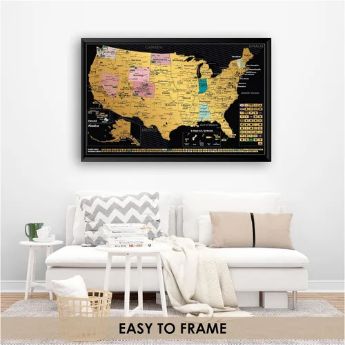 Vista 8 de Juego de regalo 2 en 1, mapa del mundo para raspar y mapa para raspar de EE. UU., carteles fáciles de enmarcar del mundo y Estados Unidos