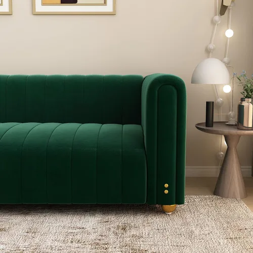 Vista 4 de Sofá modular en forma de L con otomana para espacios pequeños, sofá moderno de mediados de siglo, sofá biplaza convertible, sofá seccional para sala