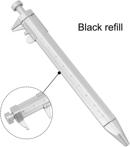 Vista 3 de Multifunctional Pen With Caliper Ruler Gel Ink Retractable Writing Tool For Office School Blue Refill(Black refill)