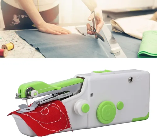 Vista 3 de Máquina de coser de mano, máquina de reparar portátil, máquina de coser eléctrica de costura rápida para ropa, telas, pañuelos de bricolaje, viajes