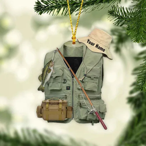 Vista 16 de Pesca en el cielo, adorno de pesca personalizado, decoración de Navidad para amantes de la pesca, nombre y fecha personalizados, regalo