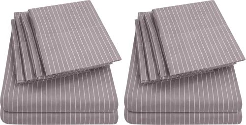 Vista 45 de Juego de sábanas de 4 piezas para camas individuales de 1500 hilos de microfibra de cepillado fino con bolsillo profundo - 1 funda de almohada
