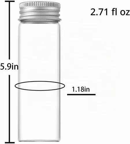 Vista 4 de Viales de vidrio de 80 ml, 14 piezas, con tapa de rosca de aluminio, 14 botellas de vidrio transparente de BKMAMLAB
