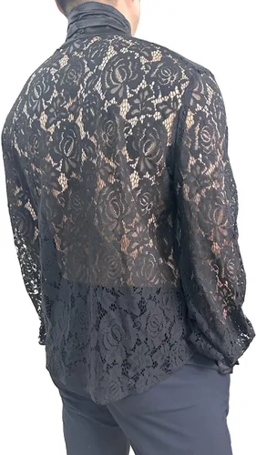 Vista 3 de Camisa de vampiro pirata renacentista, victoriana, medieval, gótica para hombre