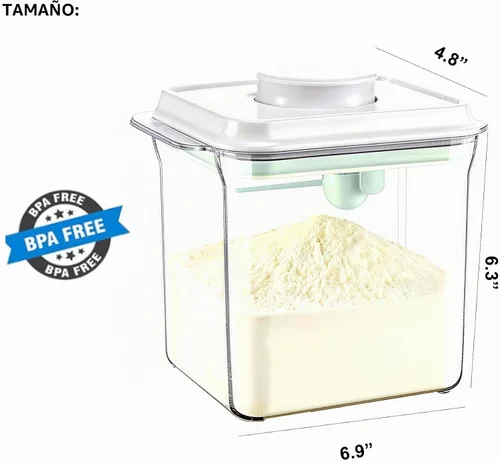 Vista 2 de Contenedor de fórmula para bebé dispensador de fórmula con raspador y cuchara, un botón, práctico contenedor de leche en polvo de 25.75 oz, sin BPA