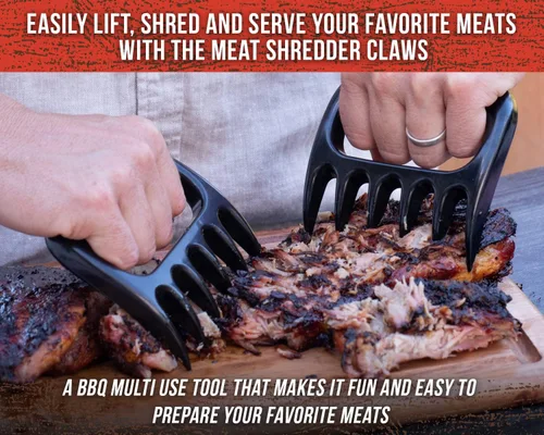 Vista 6 de Guantes de barbacoa, termómetro digital de carne y garras de barbacoa para triturar carne - Gran juego de accesorios de herramientas para ahumar