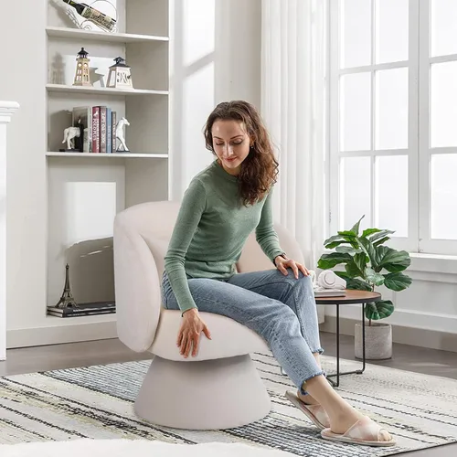 Vista 2 de Silla giratoria de barril, moderno sofá giratorio de acento, cómodo sofá de 360 grados para ocio, para el hogar, sala de estar, dormitorio, oficina