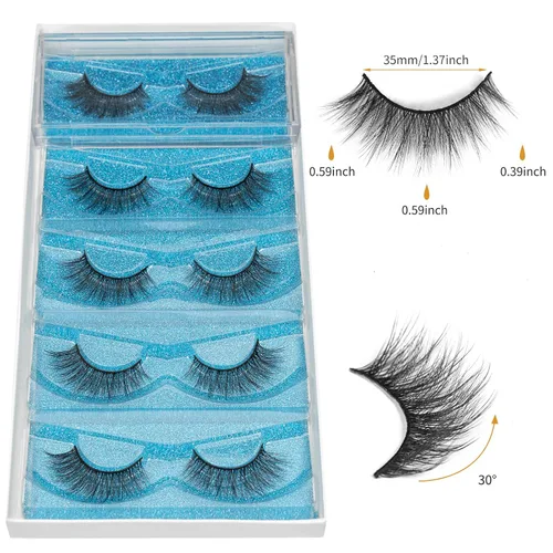 Vista 6 de DYSILK Pestañas postizas de visón, 5 pares de pestañas de aspecto natural