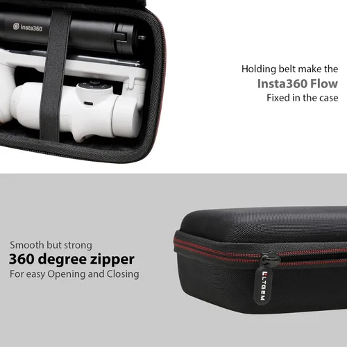 Vista 5 de LTGEM - Funda rígida de viaje compatible con DJI Osmo Mobile SE/Osmo Mobile 7P/7/Osmo Mobile 6, Insta360 Flow/Flow Pro/Flow 2 Pro plegable AI Phone