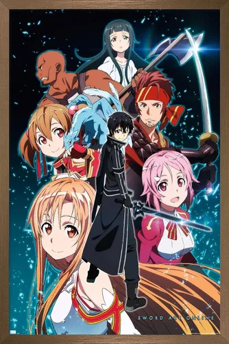 Vista 16 de Trends International Sword Art Online - Póster de pared Key Art 2, 22.4 pulgadas de largo x 14.7 pulgadas, versión enmarcada en madera de granero