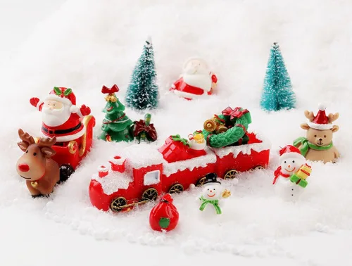 Vista 6 de yeesport 18 figuras en miniatura de Navidad, mini Papá Noel, adorno de Navidad, micro paisaje, árbol de Navidad, muñeco de nieve, reno, regalo