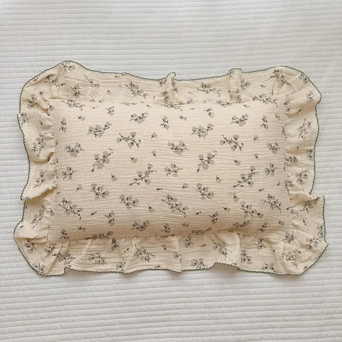 Vista 28 de BuLuTu Funda de almohada de muselina de algodón para niños pequeños con bonito patrón de flores de azalea, súper suave, funda de almohada para cuna