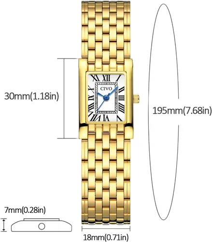 Vista 5 de CIVO Gold Watches for Women Vintage Small Quartz Womens Watch with Roman Dial - Ladies Square Dainty Bracelet Watches - Gift Box Set for Wife Mother