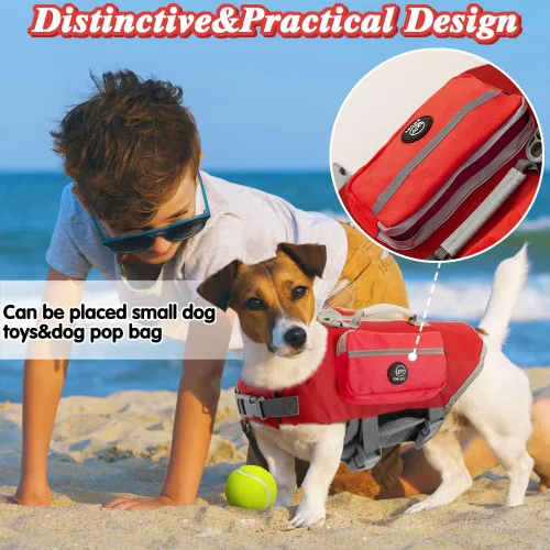 Vista 3 de EMUST Chaleco flotante para perros, chaleco salvavidas para perros pequeños con asa de rescate, chaleco salvavidas para perros pequeños, salvavidas