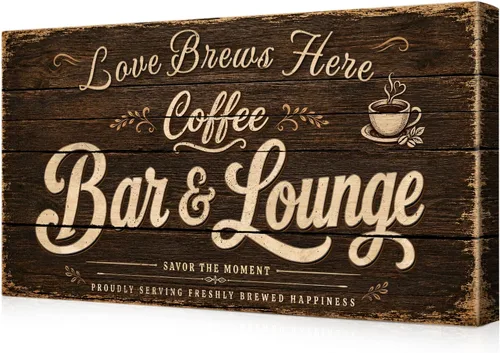 Vista 36 de IPIC Letrero personalizado de barra de café con nombre familiar, impresión 01. Letrero de barra de café