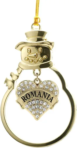 Vista 179 de Inspired Silver - Venezuela - Adorno de Navidad dorado - Adorno de árbol de Navidad con dije de corazón con circonita cúbica - Decoración colgante