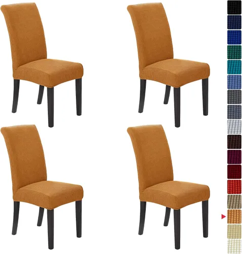 Vista 8 de Juego de 2 fundas para sillas de comedor, fundas elásticas para sillas de comedor, fundas para sillas de cocina de jacquard texturizadas, decoración
