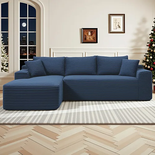 Vista 10 de Cloud Sofá modular moderno de 108 pulgadas con asiento profundo, sofás de pana sin hueso con diván en forma de L para sala de estar, no requiere