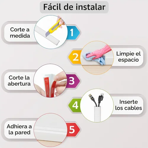 Vista 7 de RUBBER BOND Ocultador de cable de TV, cubierta de cable de pared, autoadhesivo, 6 pies, color blanco