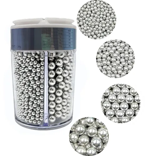 Vista 6 de Perlas negras comestibles en 5 tamaños de chispas de azúcar de 4.59 oz/4.6 onzas, 2,4,7,10,12 in, perlas de caramelo para decoración de pasteles