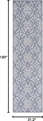 Vista 2 de SAFAVIEH Chelsea Collection - Alfombra de pasillo de 2 pies 6 pulgadas x 10 pies, color azul, lana de campo francesa enganchada a mano, ideal