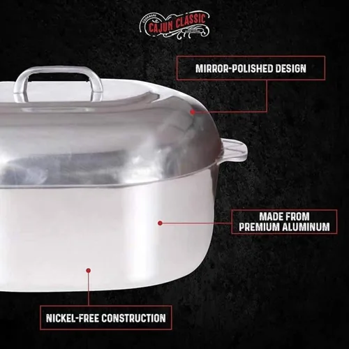 Vista 5 de Asador ovalado de aluminio de 18 pulgadas, McWare by Cajun Classic Cookware