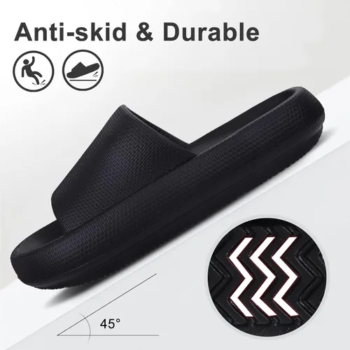 Vista 6 de Sandalias suaves de almohada para mujeres y hombres, zapatos de ducha antideslizantes, pantuflas de baño, sandalias de playa de verano