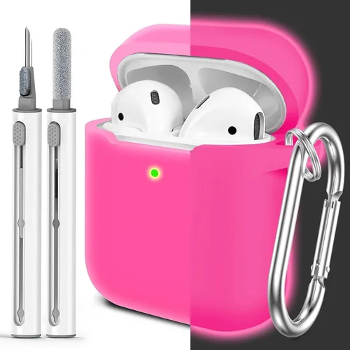 Vista 16 de Funda Protectora para AirPods 1/2, viene con kit de limpieza, funda protectora de silicona suave con hebilla, compatible con estuche de carga
