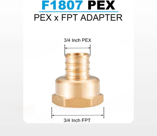 Vista 2 de (5 unidades) Adaptador de rosca NPT hembra de 3/4 pulgadas PEX x 3/4 pulgadas F1807, conector de engarce de latón LF para tubería PEX-b