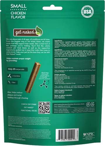 Vista 2 de Get Naked - Palillos dentales masticables para control de peso sin granos para perros pequeños, masticables y golosinas dentales naturales