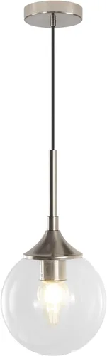 Vista 17 de KCO Lighting - Lámpara colgante moderna de globo de 1 luz, luz colgante de vidrio ahumado individual grande de mediados de siglo, latón cepillado