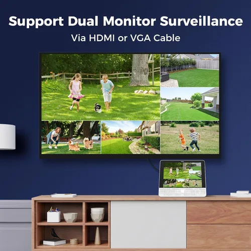 Vista 4 de Monitor de 12 pulgadas + seguimiento humano: sistema de cámara de seguridad Hiseeu 4K PoE, 6 cámaras de seguridad PoE PTZ de 5 MP, monitor todo