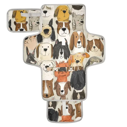 Vista 44 de Cambiador de pañales portátil con estampado de vaca beige y negro, impermeable, plegable, tapete cambiador de pañales de viaje para bebés, regalos