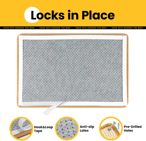 Vista 3 de Conlun Rascador de pared para gatos, alfombrilla rascador de sisal de doble Beige