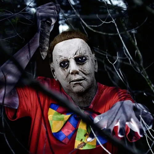 Vista 6 de Máscara de látex para cosplay de Halloween Michael Myers de cara completa color gris