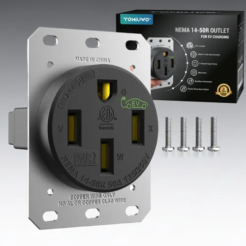 Vista 11 de Receptáculo de carga EV de 50 amperios/salida Nema 14-50 EV con placa de pared: dispositivo de hoja recta resistente, 2.42 "de diámetro, abrazadera