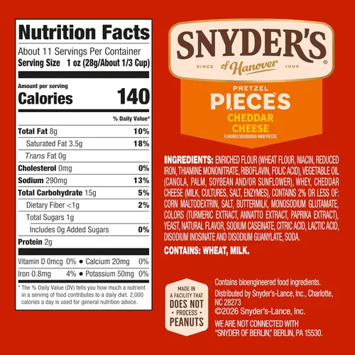 Vista 2 de Snyder's of Hanover Piezas de pretzel con sabor a queso cheddar, 11.25 onzas