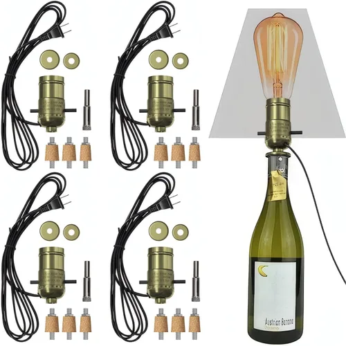 Vista 13 de Kit de lámpara de botella Aokpsrt con broca de vidrio de 9mm DIY Kit de lámpara para botellas de licor con enchufe deslizante y cable