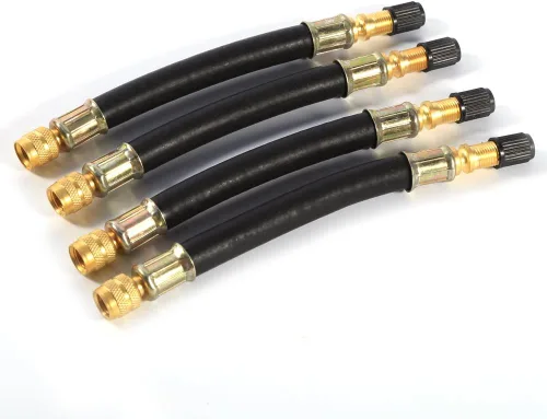 Vista 7 de Extensión de vástago de válvula de neumático de goma flexible de 5.512 in, 2 abrazaderas, adaptador extensor de válvula de neumático para camión