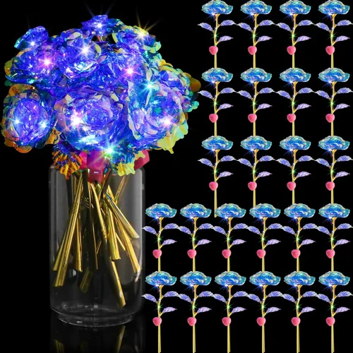 Vista 16 de Lyrow - 6 flores artificiales de cristal de galaxia LED, color negro