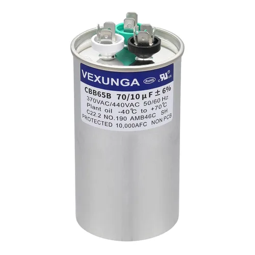 Vista 80 de VEXUNGA Capacitor Dual de Arranque Redondo A/C de 50/5 uF 50+5 MFD 370VAC o 440VAC CBB65 CBB65B Capacitores de Aire Acondicionado para Motor