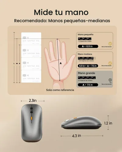 Vista 4 de ProtoArc Ratón inalámbrico Bluetooth, EM18 portátil para portátil/PC/MacBook/iPad, clics silenciosos, Bluetooth multidispositivo y conexión de 2.4