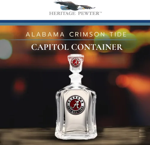 Vista 2 de Heritage Pewter Alabama Capitol Container Contenedor de vidrio de 24 onzas Vidrio de peltre hecho por expertos