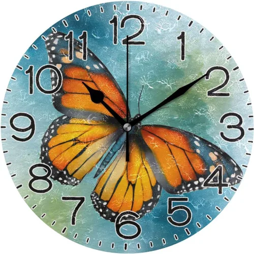 Vista 12 de ALAZA Reloj de pared cardenal de pájaro rojo de invierno, funciona con pilas, sin tictac, de cuarzo, analógico, rústico, rústico, reloj redondo