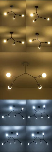 Vista 3 de Lámpara de techo moderna con múltiples cabezales, lámpara de techo LED, lámpara de techo retro industrial con personalidad compatible con luces