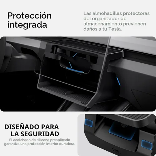 Vista 7 de Spigen Organizador de almacenamiento debajo de pantalla para Tesla Model Y Negro