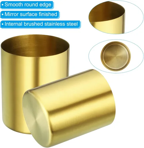Vista 4 de PATIKIL Portalápices, paquete de 3 soportes para bolígrafos para escritorio, de acero inoxidable, organizador de tazas, soporte para brochas