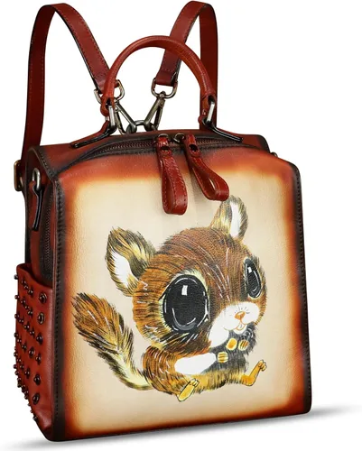 Vista 7 de Bolso cruzado de cuero genuino para mujer, bolso cruzado pintado a mano, bolso cruzado con asa superior, mochila convertible hecha a mano